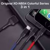 صورة وصلة الشحن 3 رؤوس لجميع التلفونات Original XO-NB54 Colorful Series 3 in 1  